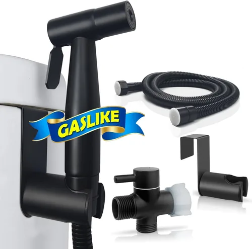 Pulverizador de bidé de mano, limpieza de inodoro, pañal para bebé, limpieza higiénica, instalación rápida y fácil, múltiples usos, acero Negro mate