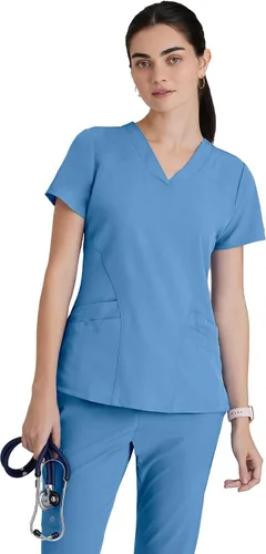 Miniatura 10 de BARCO ONE - Camiseta médica con cuello en V y 5 bolsillos, elástico de 4 vías, para mujer Bahama