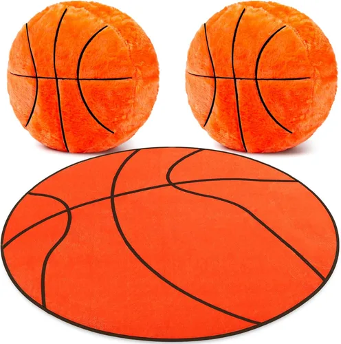 Miniatura 10 de Nuanchu 3 almohadas de felpa de béisbol y alfombra de béisbol para decoración de la habitación de los niños, mullidas y suaves, cojines deportivos