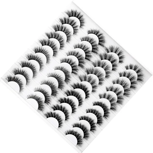 Miniatura 635 de Pooplunch - Pestañas postizas finas de visón sintético, estilo ojo de gato, naturales, cruzadas, tipo racimo, efecto 8D de volumen, tiras