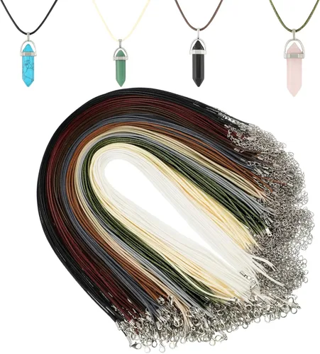 Tudomro 100 piezas de collar de cuero encerado a granel con cierre, collar, pulsera, cadenas, cuerda para hacer joyas, colgantes (tono tierra, 20