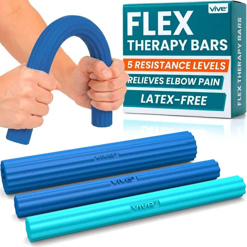 Vive Barras de terapia flexible (paquete de 3) – Entrenador de fuerza de agarre de mano de resistencia a la torsión para recuperación de lesiones,