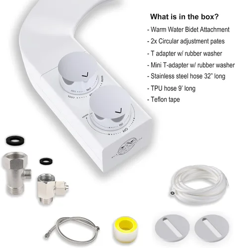 Miniatura 8 de BIDETbidet - Accesorio de bidé ultradelgado reversible para agua caliente izquierda/derecha con control de temperatura, juego de pomos