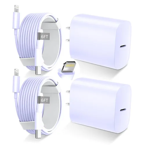 Miniatura 22 de DiHines Cargador rápido para teléfono 14 13 12 11, cable de carga Lightning de 3 pies con bloque de carga USB C de 20 W para teléfono 14/14 Pro
