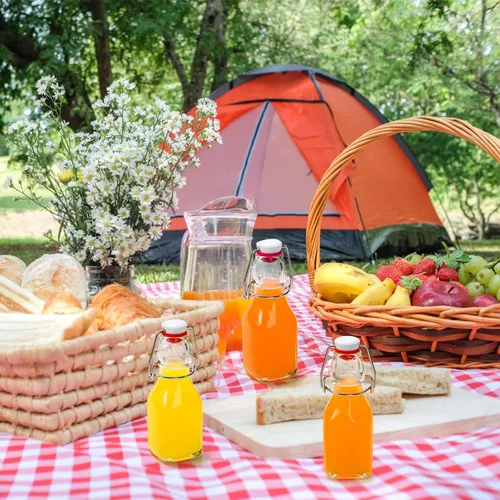 Miniatura 5 de Tebery Paquete de 15 botellas de cerveza de 5 onzas con tapas fáciles a prueba de fugas, botellas cuadradas de vidrio para kombucha, kéfir, extracto