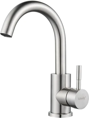 Grifo de barra húmeda para fregadero de un solo agujero, grifo de un solo mango de níquel cepillado para fregadero de cocina o baño, grifo de