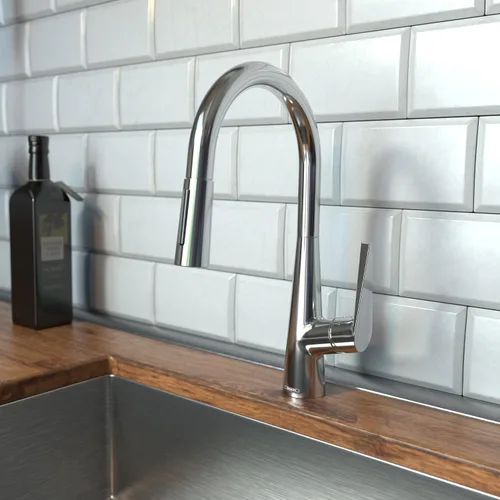 Miniatura 2 de hansgrohe Talis S 72813341 - Grifo de cocina de arco alto, grifo para fregadero de cocina, cabezal rociador de acoplamiento magnético, cromo negro