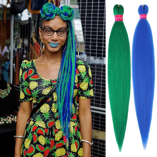 Miniatura 16 de Cabello trenzado negro preestirado, 2 paquetes de extensiones de cabello de trenzas de caja de 26 pulgadas, pelo sintético preestirado trenzado