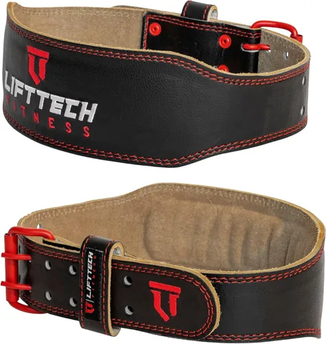 Lift Tech Fitness Cinturón de levantamiento de pesas acolchado de 4 pulgadas, cinturón de entrenamiento de cuero para hombres y mujeres, cinturón de