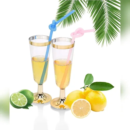Miniatura 8 de TemBe 50 copas de champán de plástico desechables, vasos de tostado de 5 onzas para decoración, bodas, cumpleaños, fiestas de despedida de soltera