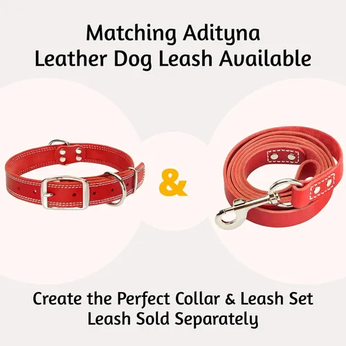 Miniatura 9 de ADITYNA Collar de cuero resistente para perros extra grandes, collar de cuero rojo suave y fuerte para razas XL