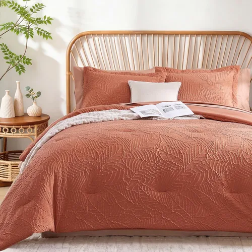 Miniatura 10 de Geniospin Juego de edredón tamaño matrimonial, ropa de cama con textura para todas las estaciones, con edredón, sábanas, fundas de almohada y fundas