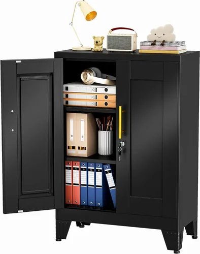 Miniatura 21 de Gabinete de casillero de almacenamiento de 62.2 cm de alto de metal con cerradura - Gabinete pequeño con cerradura para empleados, casillero