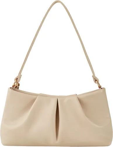 Bolso de noche de piel sintética, bolso de mano fruncido para mujer, con correas de hombro dobles desmontables, bolso cruzado