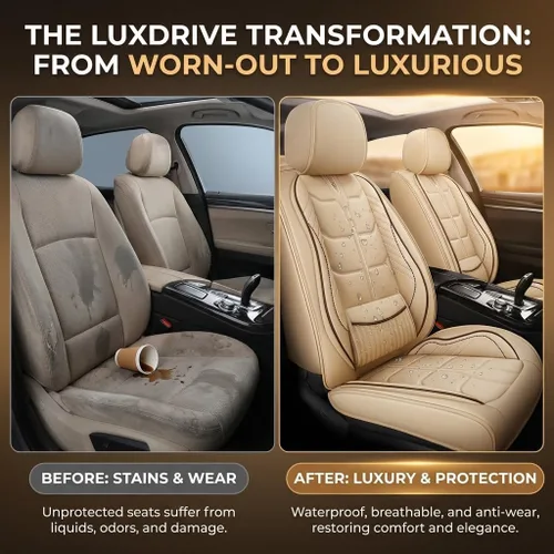Miniatura 4 de URINOVET Funda de asiento de automóvil para Mercedes-Benz GLS 450 2017-2023, funda de asiento delantero y trasero de 5 plazas, fundas de asiento