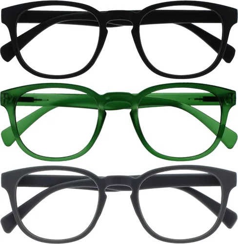 Miniatura 24 de OPULIZE Gafas de lectura POP y lentes de sol de lectura para mujeres y hombres, marco redondo mate resistente a los arañazos con bisagras de Paquete
