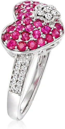 Miniatura 3 de Ross-Simons Anillo de corazón de diamante de 0.70 quilates de rubí y 0.15 quilates en oro blanco de 14 quilates