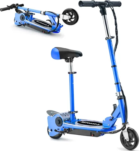 Patinete eléctrico con asiento, altura ajustable para niños de 8 a 12 años, hasta 10 mph y carga máxima de 155 libras, asiento extraíble, 2 estilos