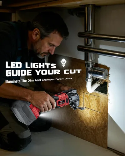 Miniatura 4 de DIYtoolifz Herramienta oscilante inalámbrica compatible con batería Milwaukee de 18 V, herramienta de motor sin escobillas de 6 velocidades Para