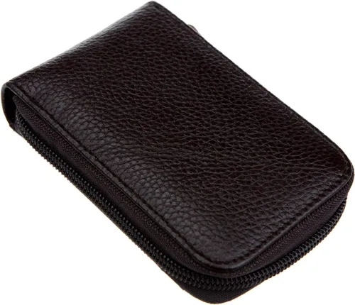 Miniatura 4 de RFID mini organizador de tarjetas de crédito, cuero auténtico, billetera compacta con visor de identificación, S, Coffee