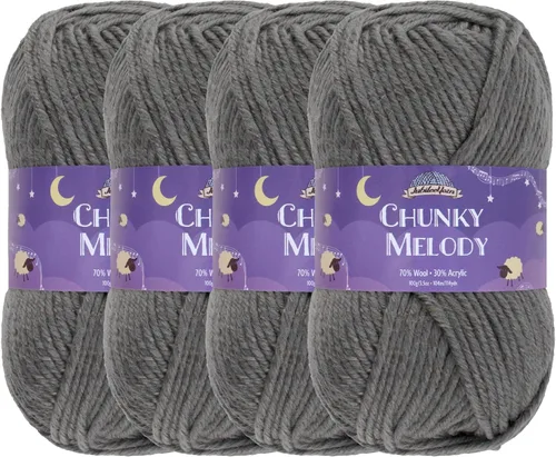 Miniatura 43 de JubileeYarn Chunky Melody - Hilo para tejer 100g/madeja, mezcla de lana gruesa, color maíz naranja - 2 madejas 15 Maíz Naranja