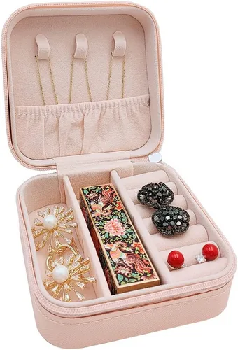 Miniatura 4 de TRODANCE Mini estuche de viaje para joyas pequeño organizador de joyas de viaje miniorganizador de almacenamiento portátil para anillos aretes