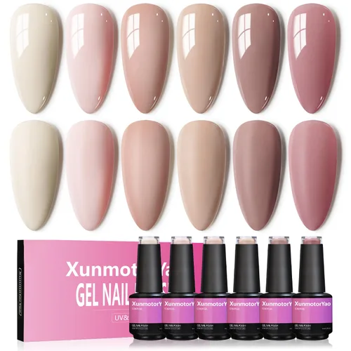 Miniatura 22 de Juego de esmaltes de uñas de gel, 6 colores, color rosa nude, kit de esmalte de uñas LED UV, kit de uñas Minicure para bricolaje, arte de uñas