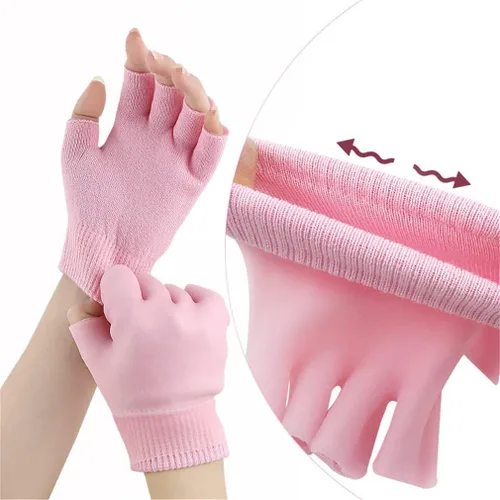 Miniatura 7 de Juego de guantes y calcetines hidratantes, forro de gel de terapia fría, guantes hidratantes sin dedos y calcetines para el talón, guantes