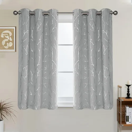 Miniatura 28 de BUHUA - Cortinas opacas blancas, cortinas plateadas, juego de 2 paneles de cortinas con ojales para dormitorio, elegante tratamiento de ventana