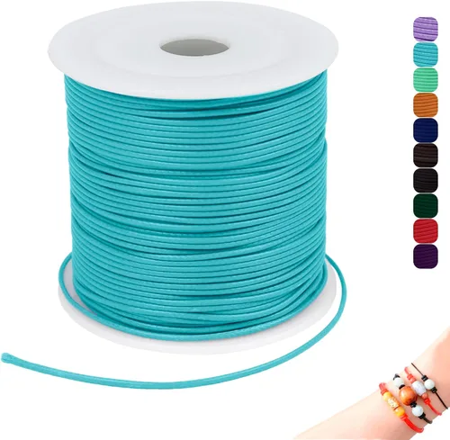 Miniatura 30 de CAMAL Cuerda de cera de 0.069 pulgadas para hacer pulseras, hilo encerado de 23 yardas para joyería y pulsera, cordón encerado para manualidades
