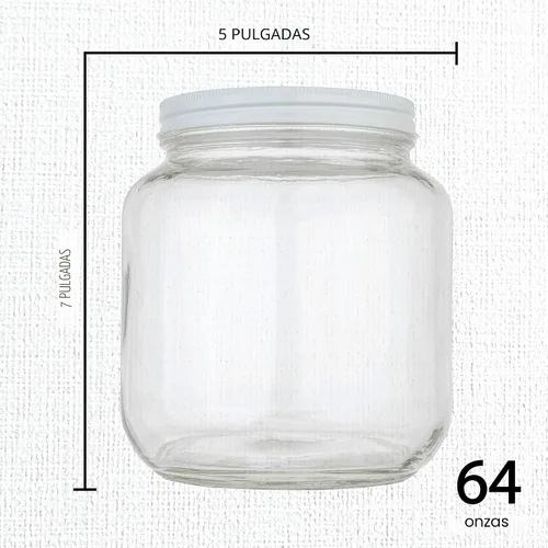 Miniatura 3 de Frasco de vidrio grande de medio galón Kitchentoolz con boca ancha y tapa metálica hermética - Capacidad de 1/2 galón (64oz) - Para encurtidos