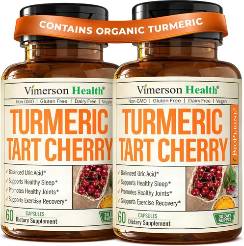 Miniatura 11 de Cápsulas de extracto de cereza ácida y curcumina de cúrcuma, 95 % de curcuminoides antioxidantes, BioPerine de pimienta negra y extracto de apio