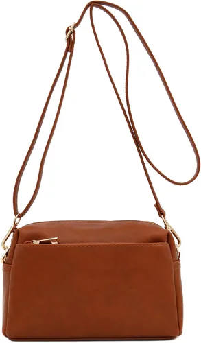 FashionPuzzle Triple Zip Small Crossbody Bag