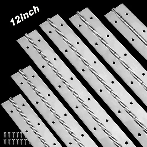 Miniatura 8 de Paquete de 12 bisagras de piano de 6 pulgadas, bisagra continua de acero inoxidable de 1.2 pulgadas de ancho abierto con agujeros, bisagras