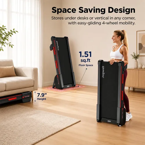 Miniatura 5 de Jogwell Incline Walking Pad with 15% Auto Incline, Under Desk Treadmill for Home Office, Full-Deck 40" x 16" Walking Area, Quiet 3.0HP Brushless