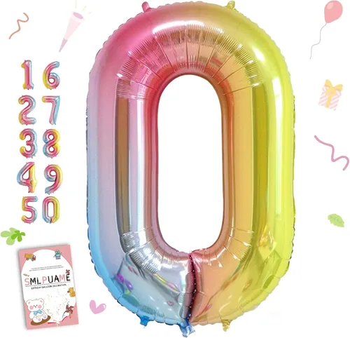 Miniatura 124 de Globos de números de 40 pulgadas del 0 al 9 dorados grandes del número 0, globos digitales para suministros de decoración de celebración de fiesta