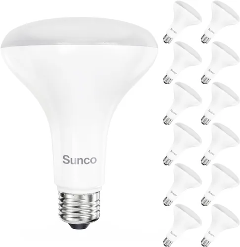 Sunco - Paquete de 12 bombillas LED BR30, bombillas empotradas, iluminación de inundación interior, 1600 LM, 16 W (equivalente a 100 W) 3000 K 3000K