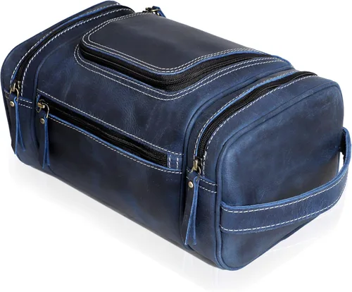 Miniatura 7 de VC VINTAGE COUTURE Neceser de cuero para hombre, extra grande, neceser de cuero para hombre, para viajes, kit de cuero real para hombre, bolsa