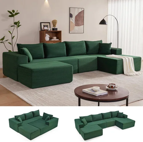 Miniatura 43 de Mangodan Sofá seccional Cloud, sofá deshuesado para sala de estar, sofá modular con asiento profundo, cómodo sofá esponjoso en forma de L con diván