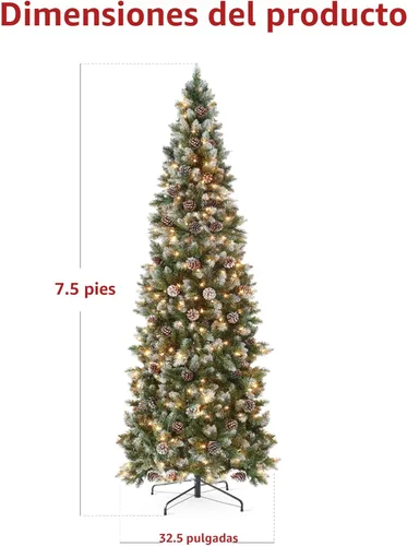 Miniatura 7 de Best Choice Products Árbol de Navidad artificial de 7.5 pies con bisagras de pino preiluminado, parcialmente flocado y escarchado, decoración