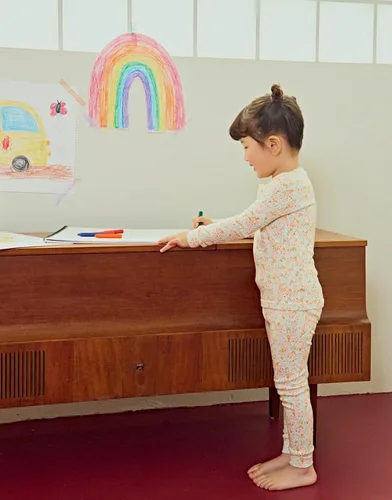 Miniatura 5 de moimoln Pijama de algodón suave para bebés y niñas pequeñas con estampado de flores modales, manga larga, ajuste ceñido