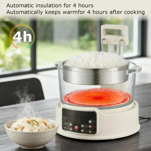 Miniatura 4 de Olla arrocera baja en azúcar – Cocina multifuncional de arroz baja en carbohidratos con cesta de elevación automática, preestablecida