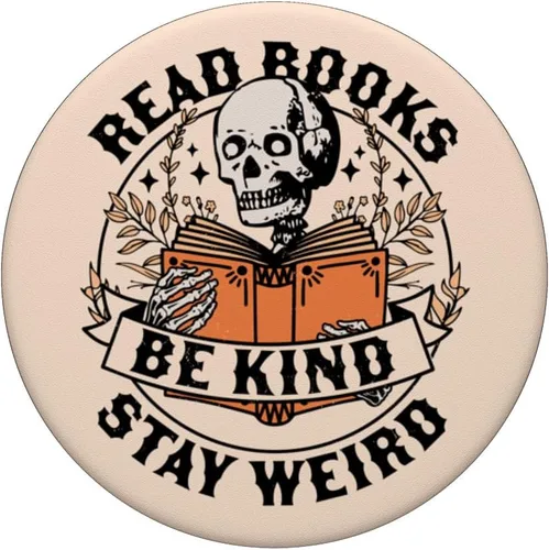 Miniatura 3 de Read Books Be Kind Stay Weird Libro de lectura de esqueleto Bookish PopSockets Standard PopGrip