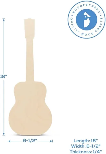 Miniatura 5 de Recorte de guitarra sin terminar, 17 pulgadas, paquete de 2 manualidades de madera sin pintar, formas de madera grandes para manualidades/decoración