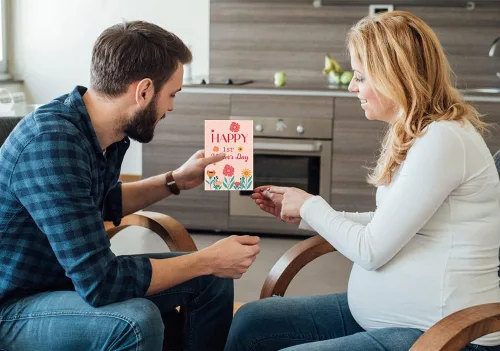 Miniatura 5 de WaaHome Tarjeta de feliz primer día de la madre para la nueva mamá, tarjeta de regalo del día de la madre de flores para primera vez, esperando
