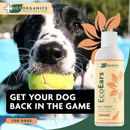 Miniatura 7 de Vet Organics EcoEars Limpiador de oídos para perro, fórmula natural para acumulación de olor y cera, limpia suavemente las orejas de perro, paquete