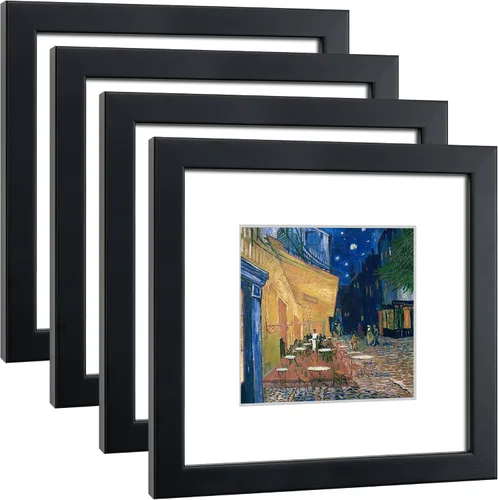 Miniatura 23 de Juego de 4 portarretratos de 4 x 6 pulgadas, hechos de madera maciza con cristal real, para fotos de 4 x 6 pulgadas sin paspartú, montaje en pared