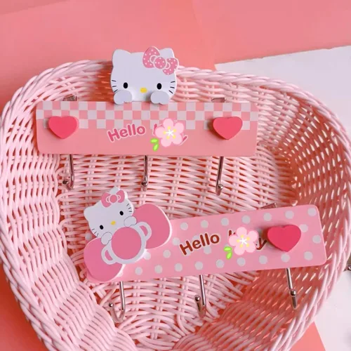 Miniatura 4 de KOZUKI Colgador de madera rosa con ganchos para el hogar, ropa, bolso (3 ganchos rosa)