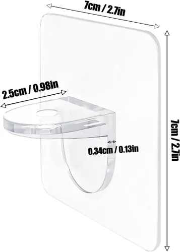 Miniatura 2 de AccEncyc Soporte adhesivo para estante de 2.8 pulgadas, sin perforaciones, clavijas de soporte de estante sin clavos para estantes, armario