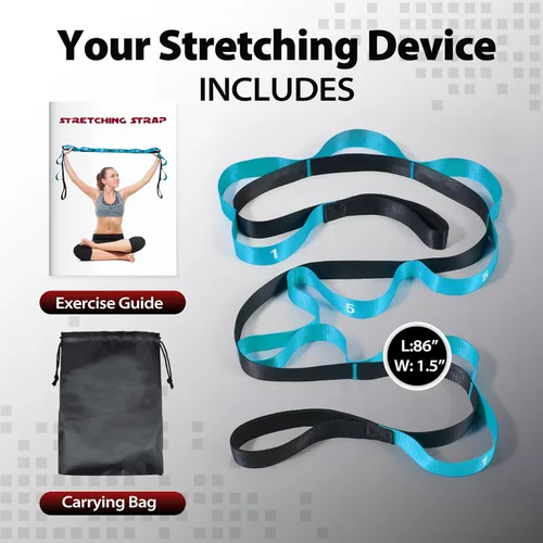 Miniatura 2 de Acozycoo Correa de estiramiento con 10 bucles, correa de yoga para terapia física, entrenamiento en casa, entrenamiento de pilates y flexibilidad